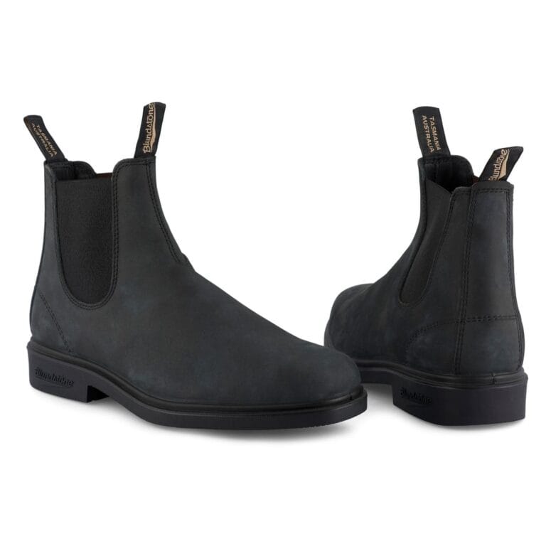 Bota Chelsea Blundstone 1308 de piel negra rústica con punta cincelada - Knighthood Store