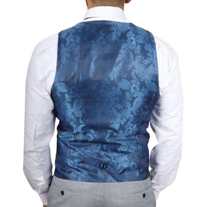 Herrenanzug, blau, dreiteilig, Tweed, kariert, für Hochzeit und Abschlussball, maßgeschneidert – Knighthood Store
