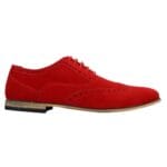 Mens Suede Leather Brogues Smart Casual Red Brown Navy Black Laced Shoes Retro - Knighthood Store