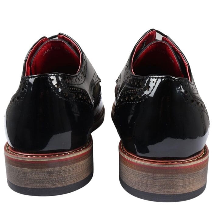 Scarpe da uomo in pelle verniciata con stampa a farfalla, stringate, stile brogue, eleganti e formali - Knighthood Store