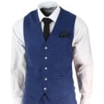 Mens 3 Piece Suit Blue Summer Linen Tailored Fit Wedding Prom Classic - Knighthood Store