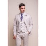Mens Cream 3 Piece Suit Lightweight Tailored Fit - Knighthood Store