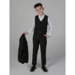 Completo da cerimonia per ragazzi, 3 pezzi, smoking classico in raso nero - Knighthood Store