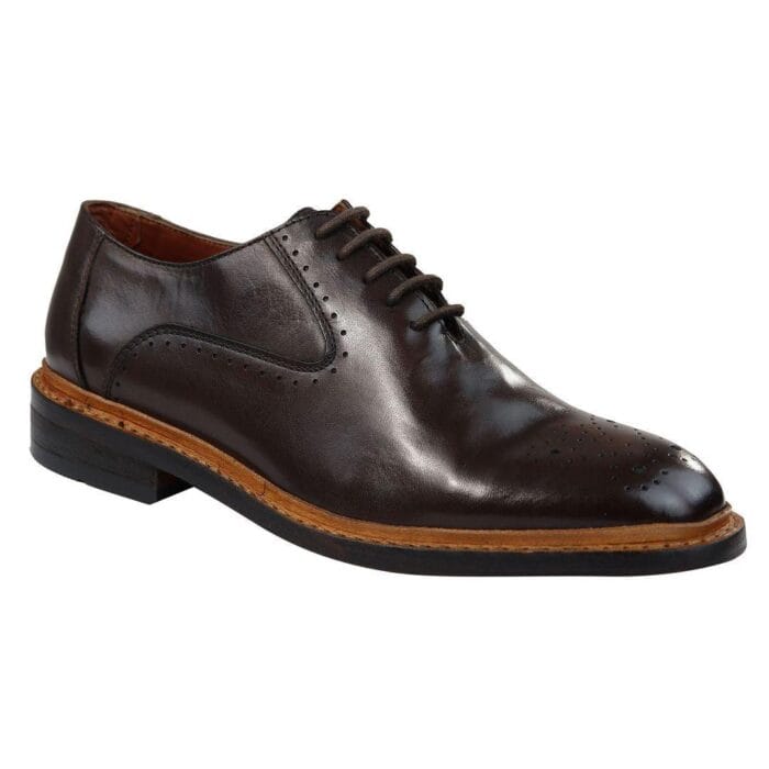 Zapatos Oxford Brogue para hombre, color tostado, marrón y negro, con cordones, de piel Goodyear Welted - Knighthood Store