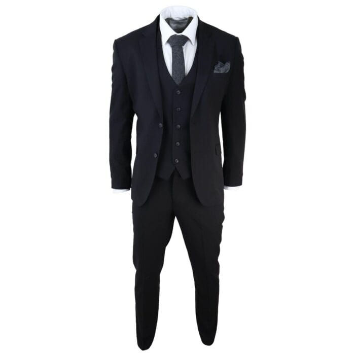 Abito da uomo nero 3 pezzi, classico, corto, regolare, lungo, elegante, formale, su misura - Knighthood Store