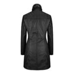 Trench-coat vintage en cuir véritable noir et beige pour femme - Knighthood Store