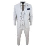 Costume 3 pièces en tweed à carreaux gris pierre pour homme, coupe ajustée, bordure marron, pour mariage, bal de promo - Knighthood Store