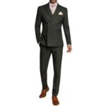 Costume homme 2 pièces vert olive, coupe croisée, coupe ajustée - Knighthood Store