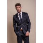 Traje azul marino de dos piezas para hombre, de algodón ligero - Knighthood Store