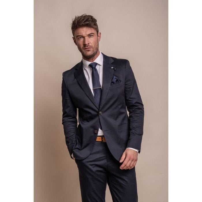 Traje azul marino de dos piezas para hombre, de algodón ligero - Knighthood Store
