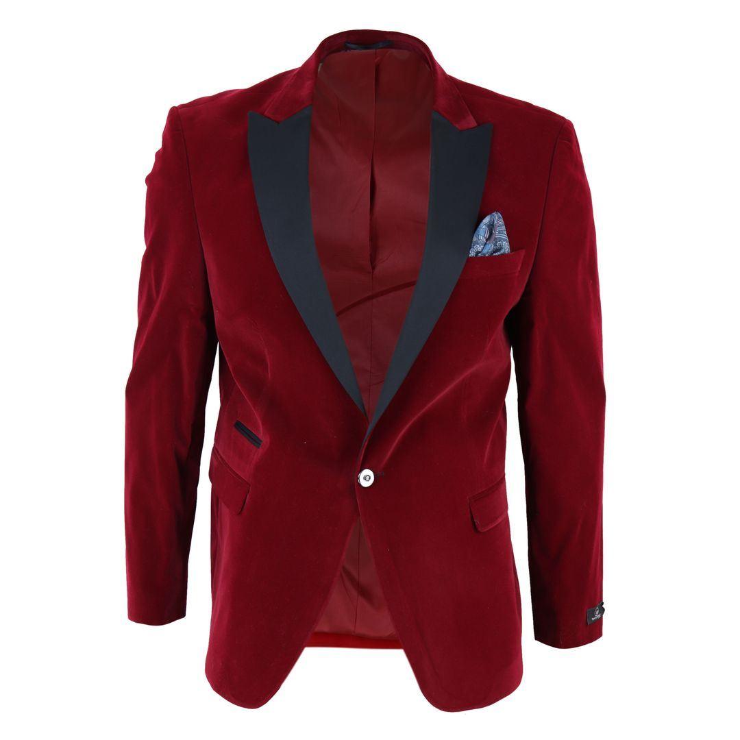 Mens Soft Velvet 1 Button Dinner Jacket Tuxedo Blazer Smart Casual Tailored Fit - Knighthood Store