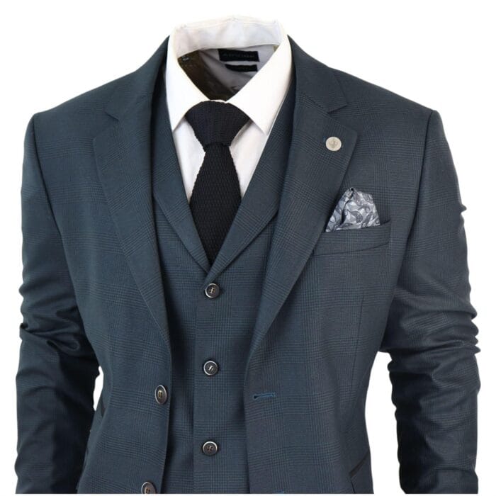 3-teiliger Herrenanzug, klassischer Prince of Wales-Karo, Olivgrün, für Hochzeit, Büro, Retro – Knighthood Store