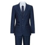 Traje de tweed azul marino de tres piezas para niño, estilo ojo de pájaro, elegante, formal, para boda, clásico, años 20 - Knighthood Store