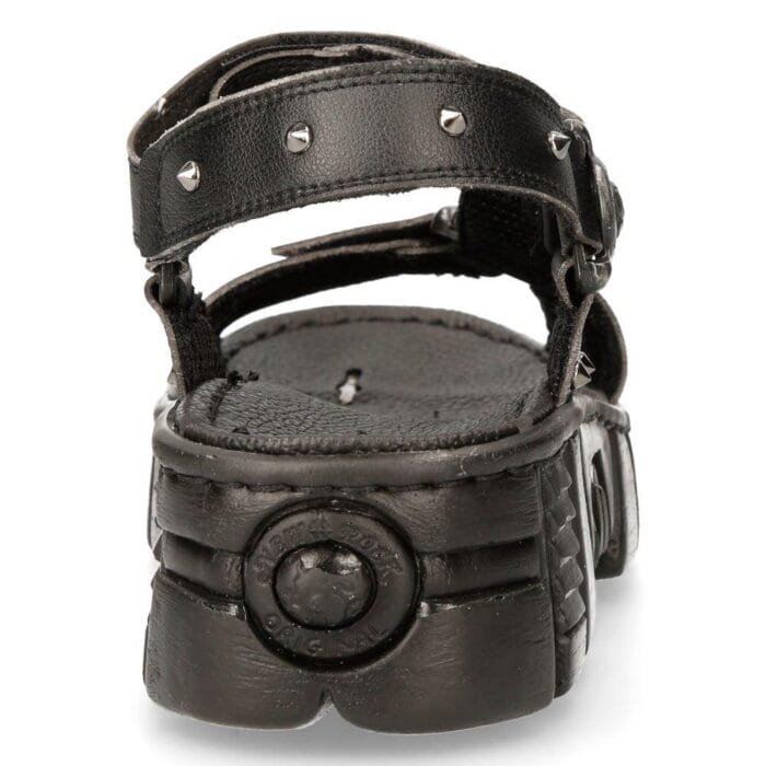 New Rock Boots BIOS120-V1 Unisex Metallic Schwarz Veganes Leder Sandale Punk Rock - Knighthood Store