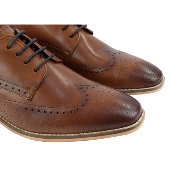 Zapatos casuales elegantes de cuero auténtico para hombre, para oficina, boda, con cordones, estilo brogue sencillo - Knighthood Store