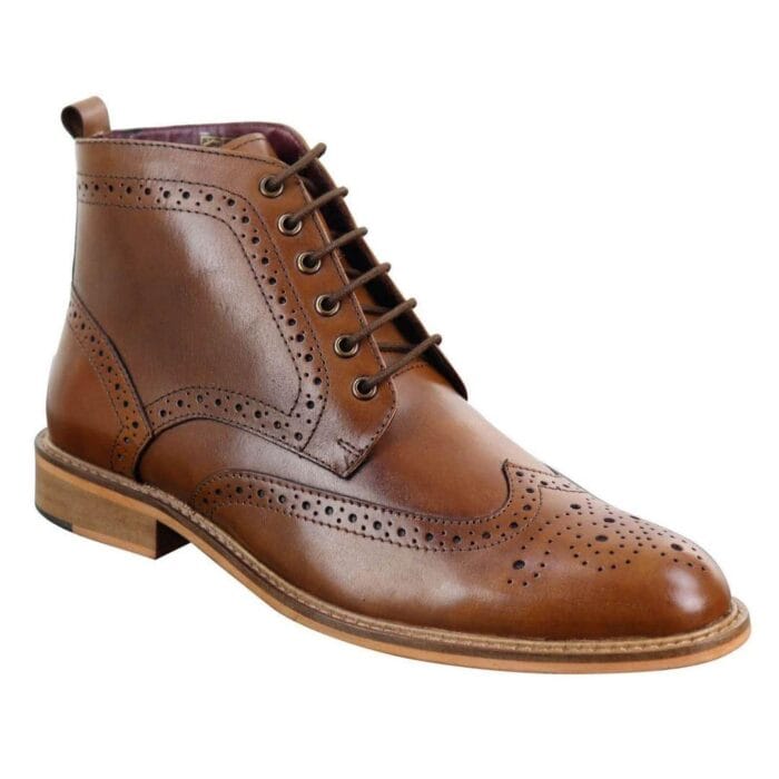 Botines Brouge informales elegantes para hombre, de cuero con cordones, estilo Peaky Blinders, años 20 - Knighthood Store