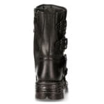 New Rock 391-S18 Schwarze Lederstiefel mit halbhoher Schafthöhe - Knighthood Store