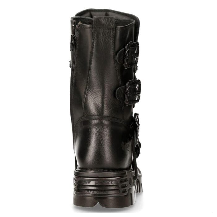 Botas de media caña de cuero negro New Rock 391-S18 - Tienda Knighthood