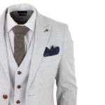 Costume 3 pièces en tweed à carreaux gris pierre pour homme, coupe ajustée, bordure marron, pour mariage, bal de promo - Knighthood Store