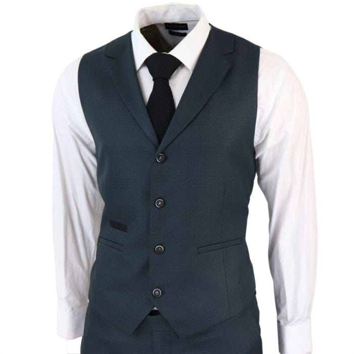 3-teiliger Herrenanzug, klassischer Prince of Wales-Karo, Olivgrün, für Hochzeit, Büro, Retro – Knighthood Store