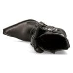 Bottes de cowboy western New Rock M-7993-s1 en cuir noir avec boucle - Knighthood Store