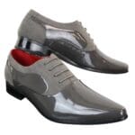Chaussures homme en daim verni brillant, élégantes et formelles, à lacets, de créateur italien - Knighthood Store