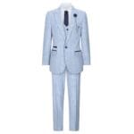 Boys 3 Piece Check Suit Tweed Light Blue Tailored Fit Wedding Peaky Classic - Knighthood Store