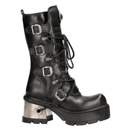 New Rock 373-S33 Schwarze Gothic-Stiefel für Damen mit halbhohem Schaft - Knighthood Store