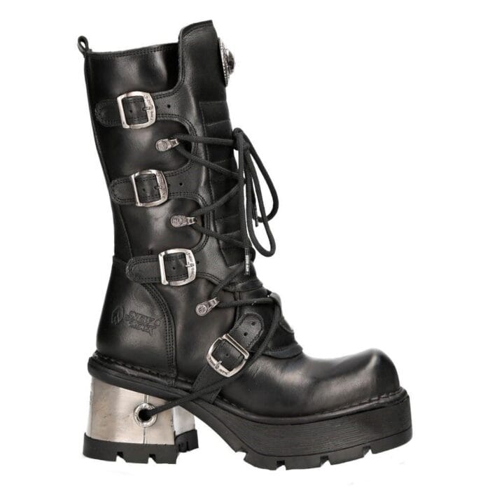 New Rock 373-S33 Schwarze Gothic-Stiefel für Damen mit halbhohem Schaft - Knighthood Store