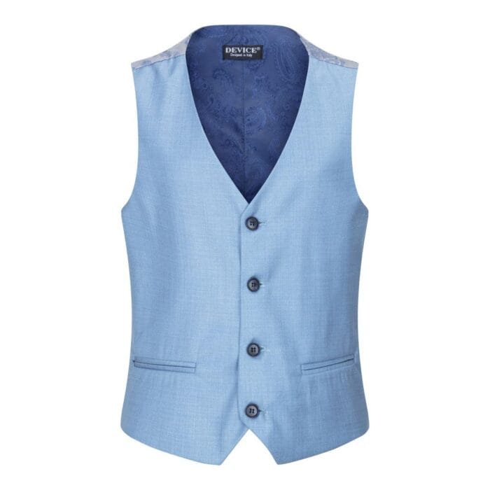 Boys 3 Piece Suit Sky Blue Light Wedding Party Christening Smart Formal - Knighthood Store