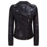 Chaqueta de cuero para mujer, estilo motero clásico, negra, de cuero auténtico - Knighthood Store
