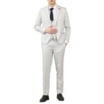 Men's 3 Piece Suit Stone Light Grey Tailored Fit Wedding Classic Prom Formal