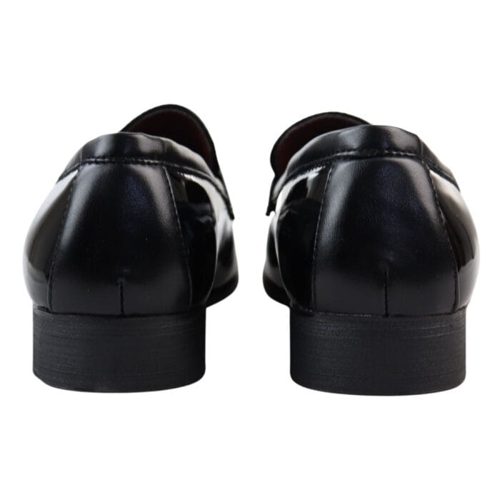 Mocassini da uomo in pelle verniciata, foderati, con nappe, scarpe eleganti - Knighthood Store