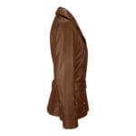 Trench mi-long en cuir véritable pour femme, couleur beige, noir, bleu sarcelle, vert - Knighthood Store