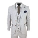 Costume 3 pièces en tweed à carreaux gris pierre pour homme, coupe ajustée, bordure marron, pour mariage, bal de promo - Knighthood Store