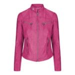 Chaqueta de motociclista azul marino de cuero auténtico para mujer - Knighthood Store