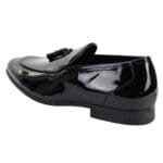 Herren Slipper mit Quaste, schwarz, glänzend, Lackleder, elegant, lässig, formell, Retro, zum Autofahren – Knighthood Store