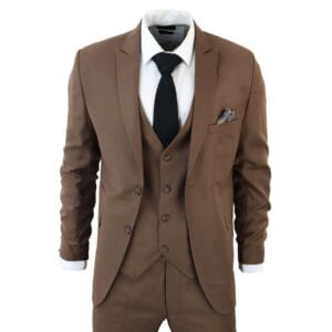 Klassischer brauner Herrenanzug, 3-teilig, maßgeschneidert, Vintage, für Büro, Hochzeit, Abschlussball – Knighthood Store