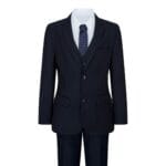 Costume 5 pièces bleu marine pour garçon, blazer, gilet, chemise, cravate, pantalon, fête de mariage - Knighthood Store
