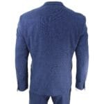 Mens 3 Piece Suit Blue Summer Linen Tailored Fit Wedding Prom Classic - Knighthood Store