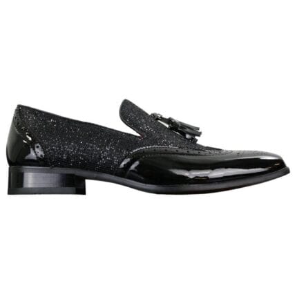 Mens Smart Party Shiny Tassle Shoes Red Silver Black Gold Slip On Patent Leather - Knighthood Store