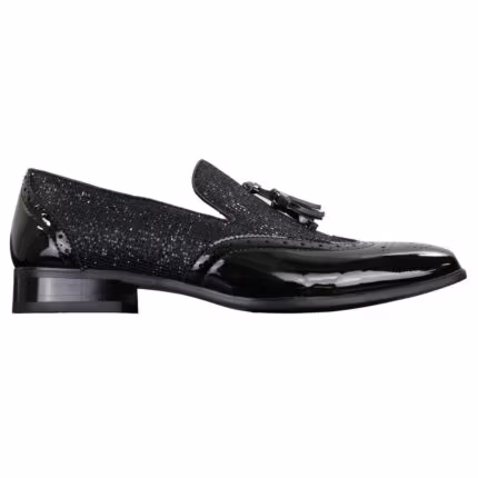 Mens Smart Party Shiny Tassle Shoes Red Silver Black Gold Slip On Patent Leather - Knighthood Store