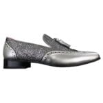Scarpe eleganti da uomo con nappe lucide, da festa, in pelle verniciata, rosso argento, nero oro - Knighthood Store