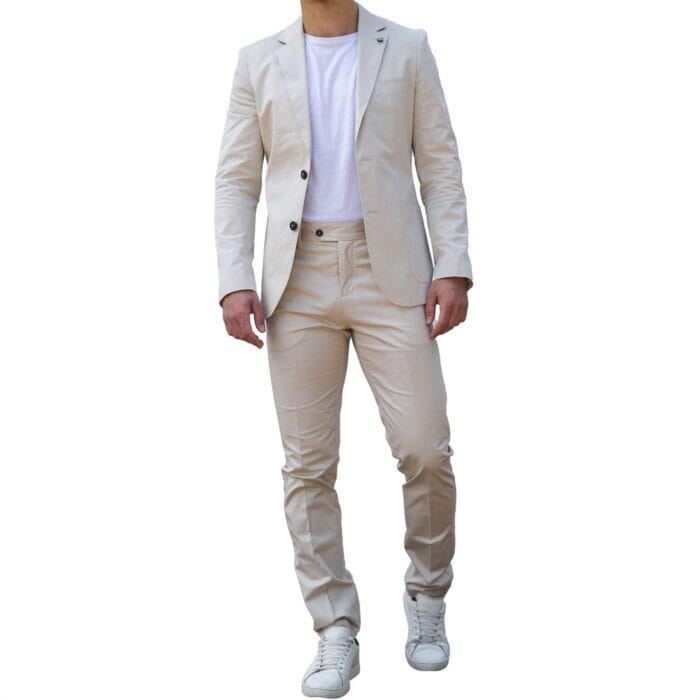Costume d'été 2 pièces pour homme, beige, pour bureau, mariage, style décontracté, coupe italienne classique sur mesure - Knighthood Store