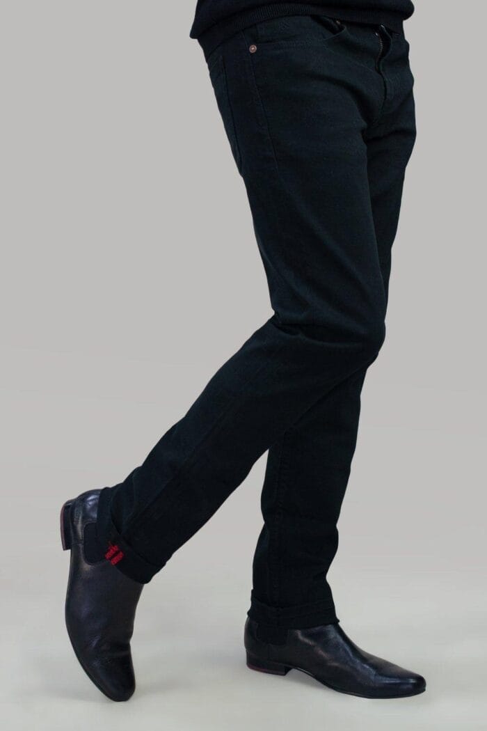 Herren Stretch Denim Jeans Navy Stonewash Schwarz Premium Milano Smart Casual - Knighthood Store