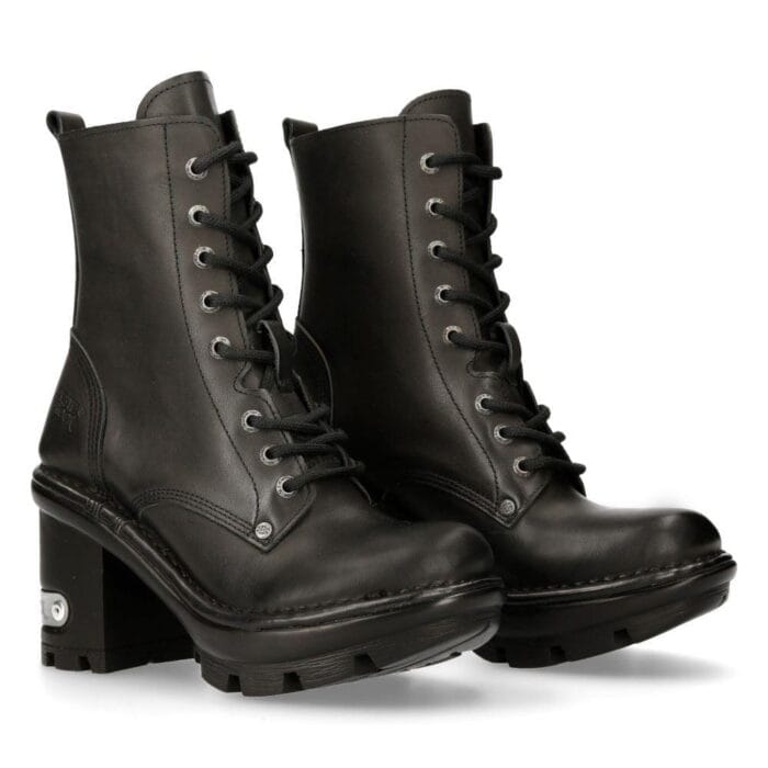 Ladies New Rock Platform Heel Boots Plain Metal Military Punk Goth NewTYRE07X-S1 - Knighthood Store