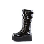 Stivali al ginocchio Demonia TRASHVILLE 518 unisex Goth Punk Rock Nero Vernice Platform - Knighthood Store