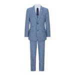 Abito da ragazzo in tweed azzurro chiaro, 3 pezzi, in lana, stile vintage anni '20, classico, con gilet a 4 tasche - Knighthood Store