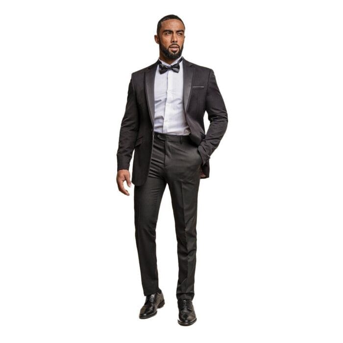 Traje clásico de dos piezas con cuello de pico para hombre, color negro - Knighthood Store