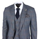 Men's Blazer Navy Checked Classic Sport Coat Plaid Tailored Fit - Knighthood Store